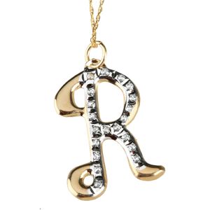 Diamond Fascination 14kt Yellow Gold Diamond Accent &quot;R&quot; Pendant