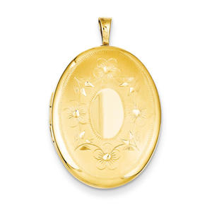 14k Gold Filled 26mm 4-Frame Floral Oval Locket