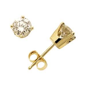 14k Yellow Gold Diamond Solitaire Earrings .10twt