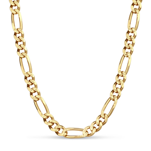 Gold Plated Sterling Silver 200 Gauge Pav&#233; Figaro 3+1 Chain, 22 Inches